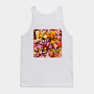 Daylily Drama - a floral illustration pattern Tank Top